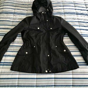 Weather Tamer Medium Rain Jacket, Black, Medium.  100% polyester with hood.